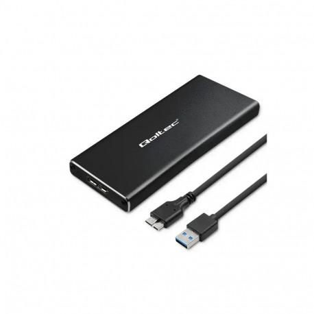 Qoltec alumiiniumkorpus | M.2 SSD-draiv | SATA | NGFF | USB 3.0 | Ülikiire 5Gb/s | 2TB | Must