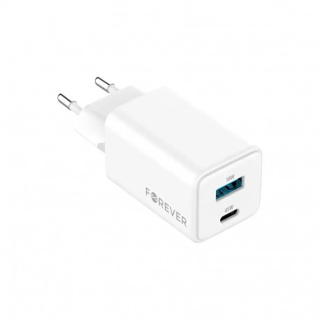 Forever TC-08-45AC travel charger | 45W | GaN, PD, QC | USB-C, USB-A | white