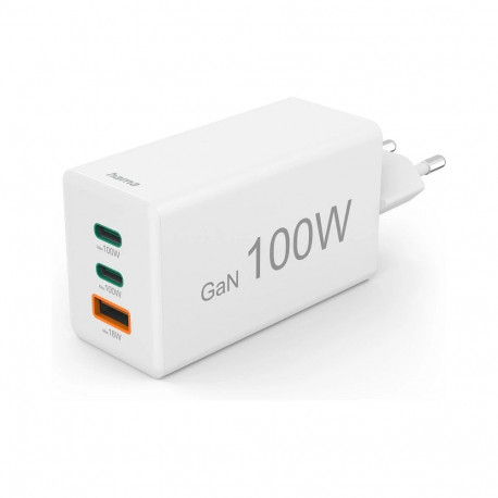 "HAMA Schnellladegert GaN, 2x USB-C PD, 1x USB-A QC 65W Wei"