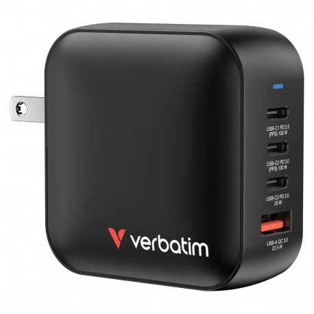 Verbatim laadija mini GaN 100W 4 Port US/EU/UK ADP