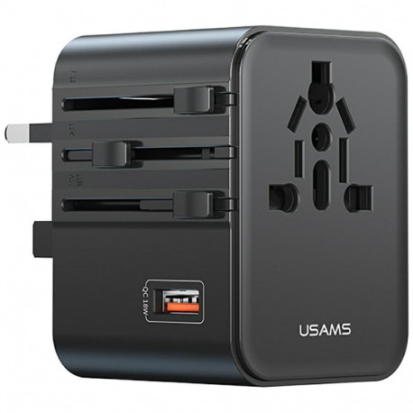 reisivõrguadapter 25W US/AU/EU/UK, must