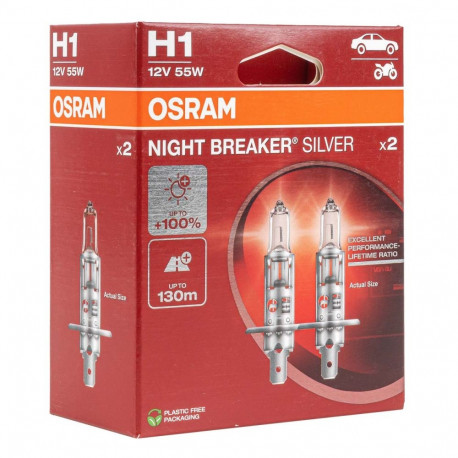 Osram H1 12V 55W P14,5s Night Breaker Silver +100% halogeenpirnid 2 tk