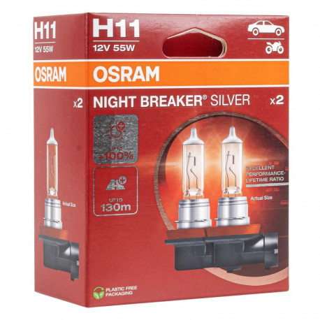 Osram H11 12V 55W PGJ19-2 Night Breaker Silver+100% halogeenpirnid 2 tk