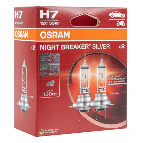 Halogeenpirnid H7 12V Night Breaker Silver +100%, 2 tk