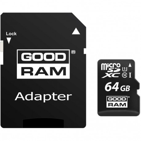 Goodram MicroSDHC Class 10 UHS I 64GB + adapter M1AA-0640R12