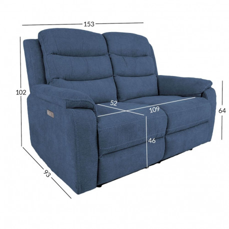 Diivan MIMI 2-kohaline elektriline recliner 153x93xH102cm, sinine