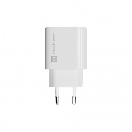 Natec USB-laadija Ribera 1X USB-A + 1X USB-C 20W, valge