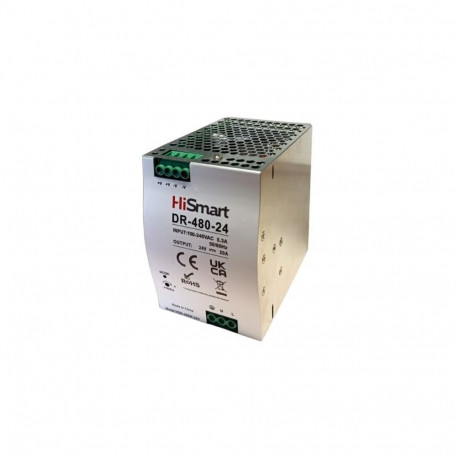 Power Supply Unit - HiSmart 24V 20A 480W DIN Rail Switching Power Supply Black