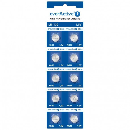 Button Battery - everActive G10 LR1130 LR54 10 Pack