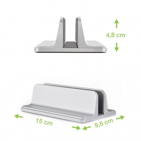 Laptop Stand - TECHly Vertical Aluminum Notebook Stand 17" 580g Silver