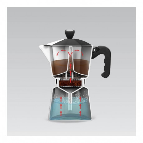 Coffee Maker - Maestro Moka Pot 6 Cup Aluminum 300ml Black