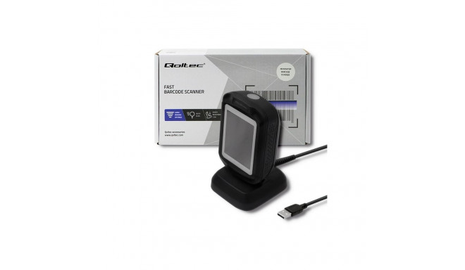 Desktop Scanner - Qoltec 50864 USB QR & Barcode Black