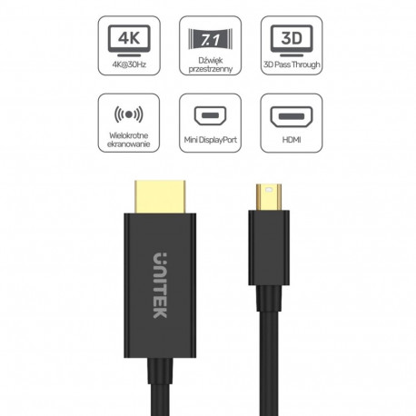 Adapter - Unitek V1152A miniDP to HDMI 4K 30Hz 2m