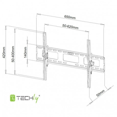 TV Accessories - Techly ICA-PLB 131L 40-65" Tilt Wall Bracket for LED LCD TV - Black