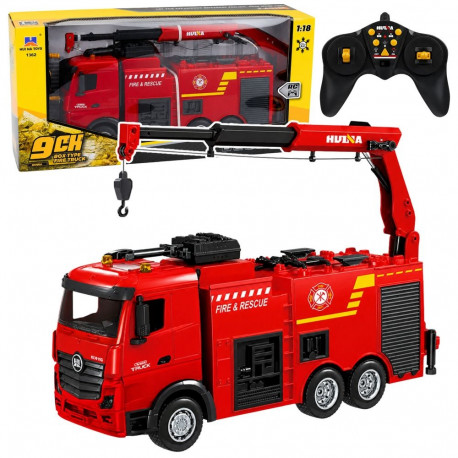 Huina tuletõrjeauto 1:18 RC kraaniga veepihustiga