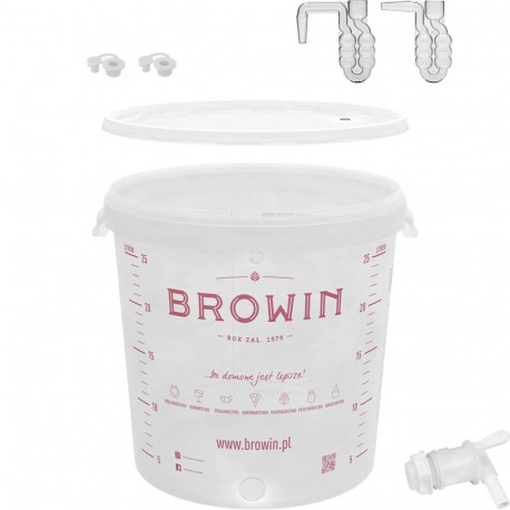 Fermentatsiooninõu 30 L trükiga ja kraaniga BROWIN 340434, polüpropüleen, BPA-vaba