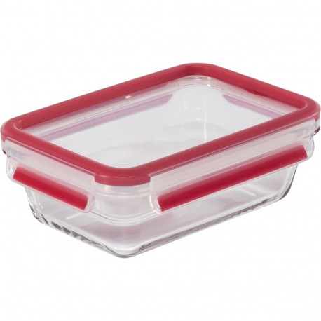CLIP & CLOSE Glas-Frischhaltedose 0,7 Liter (transparent/rot, rechteckig)