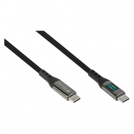 "GoodConnections USB-C 2.0 (ST-ST) 1m Anschlusskabel mit Digitalanzeige Textilmantel 100W Schwarz"