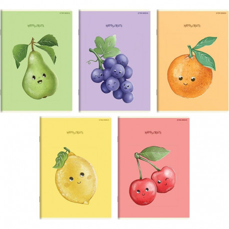 Kaustik A5 32l, 5x5 ruut, Happy Fruits, assortii, TOP-2000