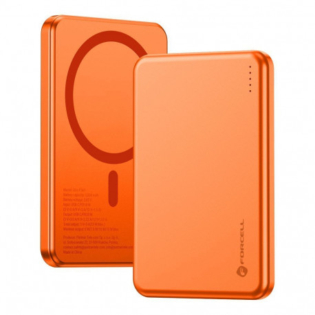 Powerbank compatible with MagSafe Forcell F-Energy Slim F5K9 QC4.0 PD3.0 15W 5000 mAh orange