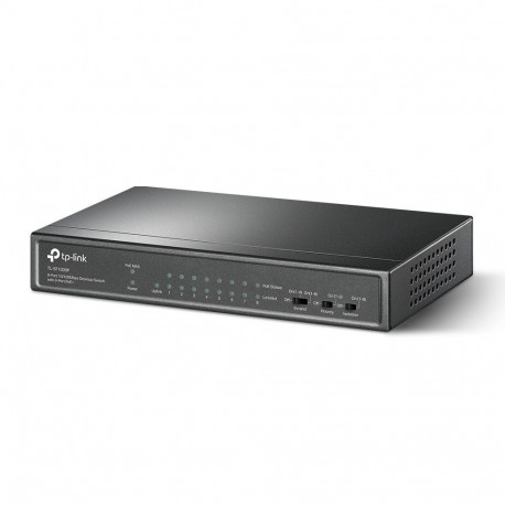 Networking Switch - TP-Link 9-Port 10/100Mbps Desktop Switch With 8-Port PoE+, 65W, Fanless, Black