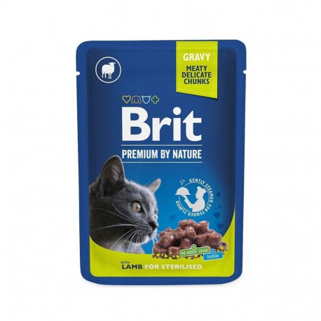 BRIT kassitoit premium lamba maitsega steriliseeritud 100G