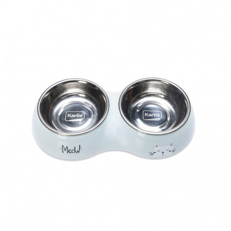 DOUBLE CAT BOWL KARLIE 2X220ML BLUE