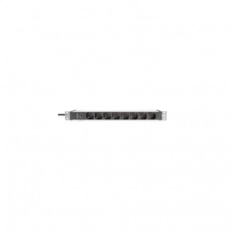 Digitus Socket strip with aluminum profile and back-up fuse, 8-way Italian output, 2 m cable IEC C14