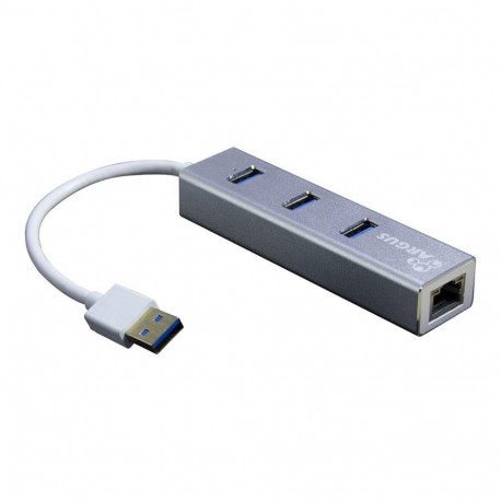 Inter-Tech USB3.0 jaotur Argus IT-310-S 3Port 1x RJ45 Gigabit LAN passiivne, hõbedane