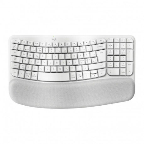 Logitech klaviatuur Wave Keys polsterdatud randmetoega juhtmevaba Bluetooth LE QWERTY, helevalge (PA