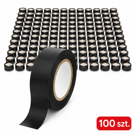 54-038# Taśma izolacyjna klejąca 0,15mm/25mm/10m - czarna wielopak (100 tk.)