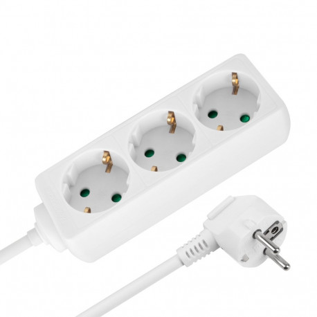 Przedłużacz 3 gniazda 3m typu niemieckiego bez przełącznika (3x1,5mm) Rebel biały