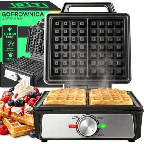 Gofrownica na 2 gofry 1600w regulacja mocy temperatury termostatyczna mocna - or1331