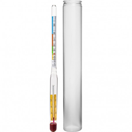 Browin 405554 alcohol meter with thermometer, 0-95%, 20°C, glass test tube