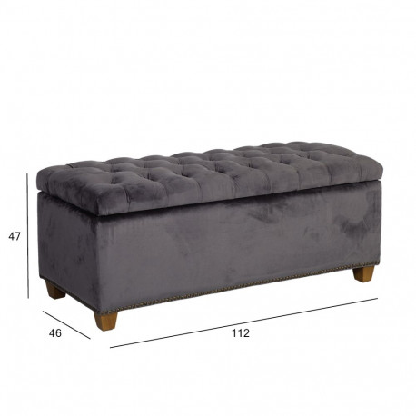 Bench HOLMES VELVET 112x46xH47cm, dark grey velvet