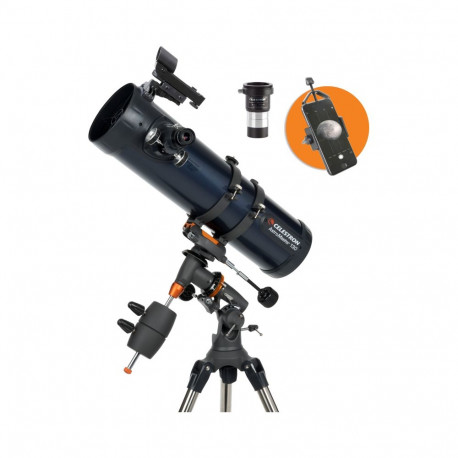 Celestron AstroMaster 130EQ peegelteleskoop nutitelefoni adapteri ja T2 Barlow' läätsedega
