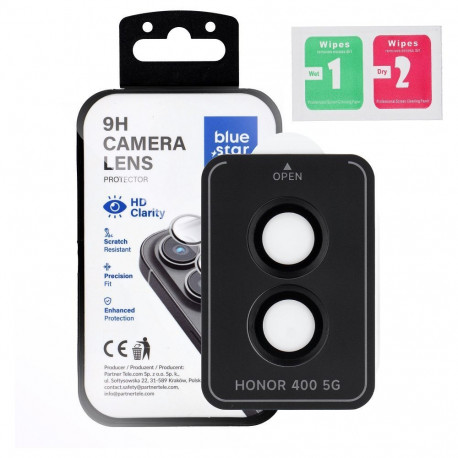 Tempered Glass Camera Lens Protector for Honor 400 Blue Star Easy Install black