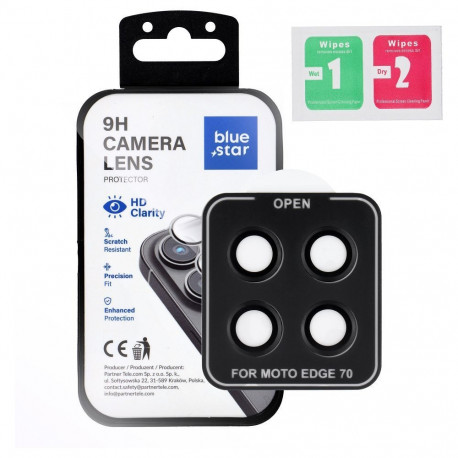 Camera Lens Protector BLUE STAR Easy Install for MOTOROLA EDGE 70 black