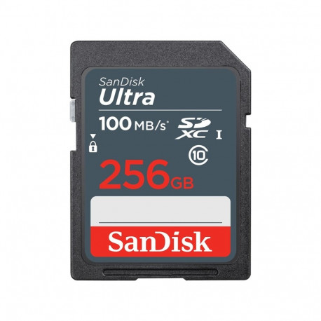 Memory Card - SanDisk Ultra 256 GB SDXC UHS-I Class 10 100 MB/s Temperature Proof Waterproof Black