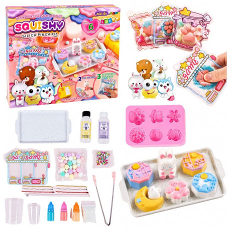 Loovkomplekt dekoratiivsete squishy-mänguasjade valmistamiseks jänkude ja magustoitade kujul, tee-is