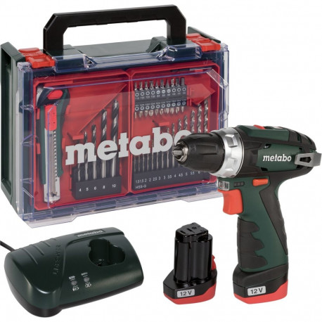 PowerMaxx BS Basic Set (600080710) Akku-Bohrschrauber, 12 Volt (grün/schwarz, 2x Li-Ionen Akku 2,0Ah
