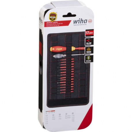 Schraubendreher mit Bithalter electric slimVario Starter-Set (rot/gelb, 17-teilig, mit slimBits)