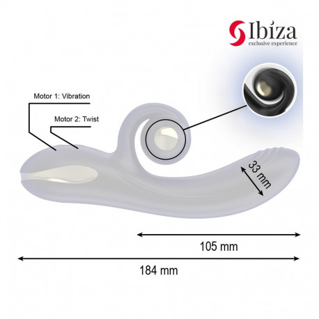 IBIZA - TWISTER VIBRATOR WITH CURVE STIMULATOR AND VIBRO-ROTATION