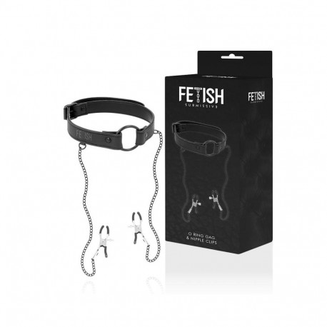 FETISH SUBMISSIVE gagirõngas nibuklambritega