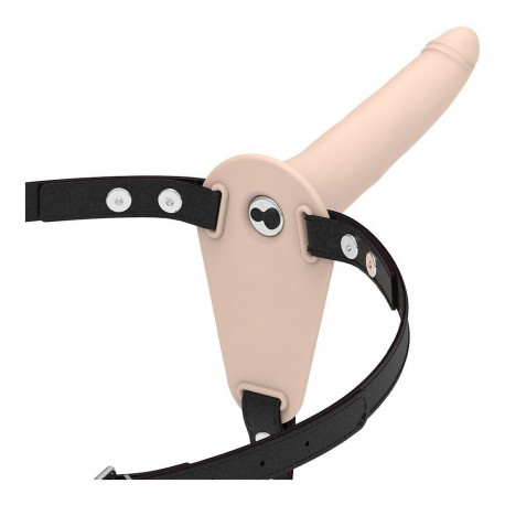 FETISH SUBMISSIVE HARNESS - FLESH SILICONE VIBRATOR 15 CM