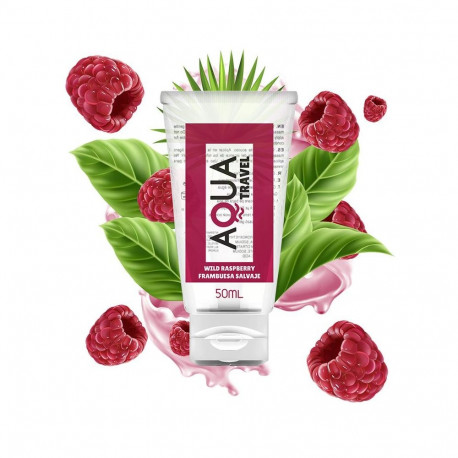 AQUA TRAVEL - WILD RASPBERRY FLAVOUR WATERBASED LUBRICANT - 50 ML