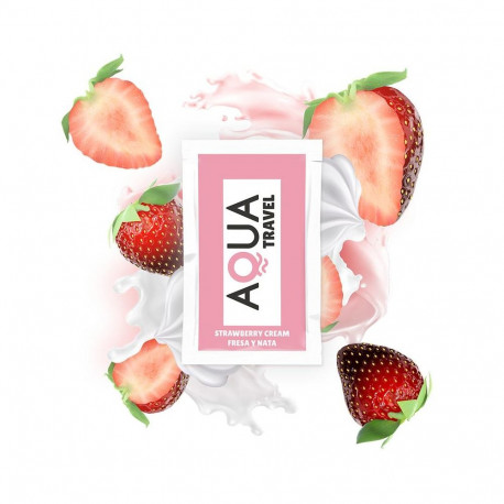 AQUA TRAVEL - STRAWBERRY CREAM FLAVOUR WATERBASED LUBRICANT 6 ML