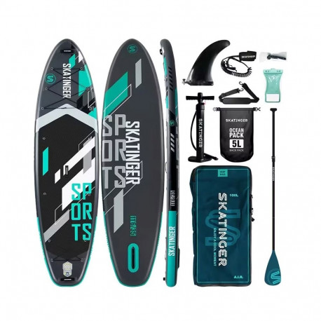 Water Sports Equipment - Skatinger Grey Sports Inflatable SUP Board 350x89x15 170kg Capacity Grey
