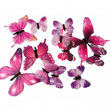 Fusion fluorescent stickers for bedroom "Butterfly" 12 pcs (pink)