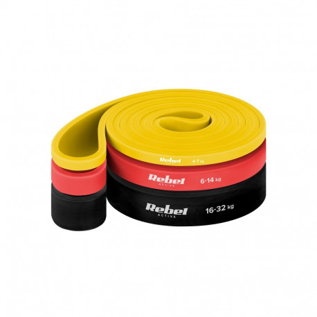 Zestaw gum do ćwiczeń TPE - Power Band PT-S3, 4-32 kg, 3 TPE treeningkummi, REBEL ACTIVE